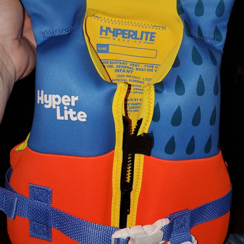 Hyperlite Infant Kids Swim Life Jacket - Blue/Orange/Yellow